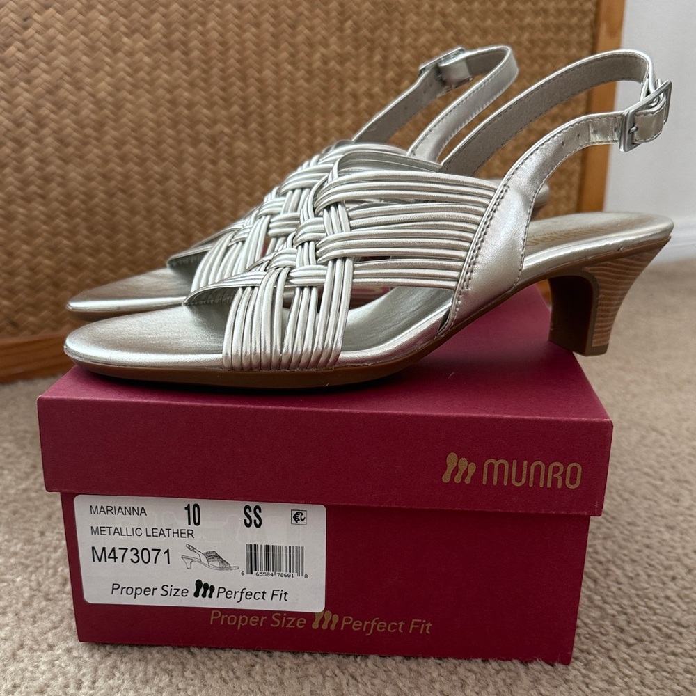 Munro Silver Strappy Heeled Sandals